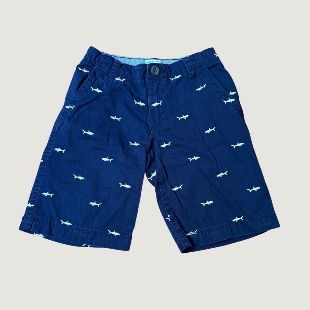 The Children's Place Chino Shorts Boys Navy Blue Shark Embroidered SIZE 7